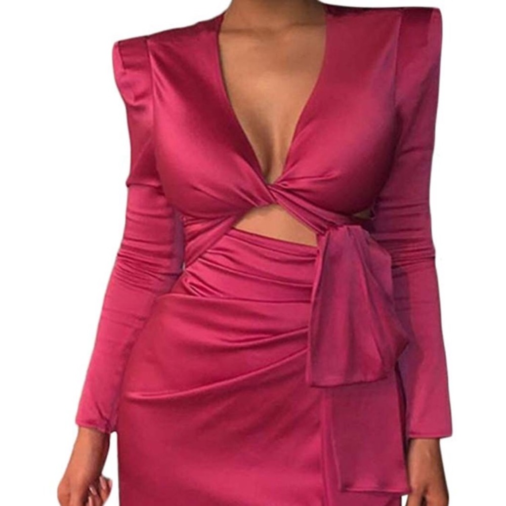 Pink silk party dress